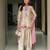 Cream satin kurta set with farshi pants & georgette dupatta