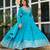 Sky blue american silk blend embroidered gown set with pant & dupatta