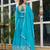 Sky blue american silk blend embroidered gown set with pant & dupatta