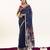 Navy blue soft muga cotton zari woven saree with blouse