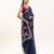 Navy blue soft muga cotton zari woven saree with blouse