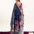 Navy blue soft muga cotton zari woven saree with blouse