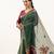 Bottle green soft muga cotton zari woven saree with blouse