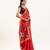 Red soft muga cotton zari woven saree with blouse