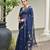 Navy blue soft jute linen silk zari woven saree with blouse