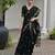 Black soft jute linen silk zari woven saree with blouse