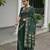 Bottle green soft jute linen silk zari woven saree with blouse