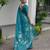 Firozi soft jute linen silk zari woven saree with blouse