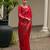 Red soft jute linen silk zari woven saree with blouse