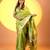 Mehendi soft khadi raw silk zari woven saree with blouse