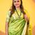 Mehendi soft khadi raw silk zari woven saree with blouse