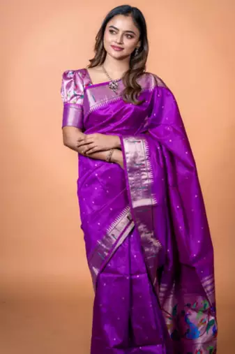 Wine soft khadi raw silk zari woven saree with blouse
