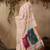Pink soft muga cotton resham weaving saree with blouse