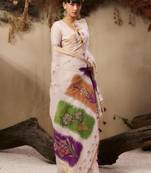 Wine soft muga cotton resham weaving saree with blouse