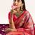 Pink soft banarasi silk zari woven paithani saree with blouse
