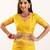 Yellow soft banarasi silk zari woven paithani saree with blouse