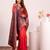 Women's red soft tissue silk zari woven saree with blouse