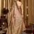 Women's cream banarasi digital cluster print saree with blouse