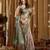Women's sea green banarasi digital cluster print saree with blouse