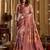 Women's pink banarasi digital cluster print saree with blouse