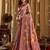 Women's pink banarasi digital cluster print saree with blouse
