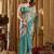 Women's turquoise banarasi digital cluster print saree with blouse