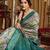 Women's turquoise banarasi digital cluster print saree with blouse