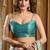Women's turquoise banarasi digital cluster print saree with blouse