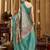 Women's turquoise banarasi digital cluster print saree with blouse