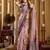 Women's purple banarasi digital cluster print saree with blouse