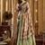 Women's green banarasi digital cluster print saree with blouse