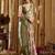 Women's green banarasi digital cluster print saree with blouse