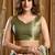 Women's green banarasi digital cluster print saree with blouse