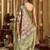 Women's green banarasi digital cluster print saree with blouse