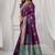 Women's wine soft silk zari woven saree with blouse