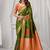 Women's green soft silk zari woven saree with blouse