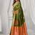 Women's green soft silk zari woven saree with blouse