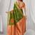 Women's green soft silk zari woven saree with blouse
