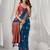 Women's blue soft silk zari woven saree with blouse
