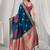 Women's blue soft silk zari woven saree with blouse