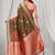 Women's coffee soft silk zari woven saree with blouse