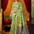 Women's green modal zari woven saree with blouse