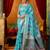 Women's turquoise modal zari woven saree with blouse