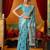 Women's turquoise modal zari woven saree with blouse