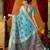 Women's turquoise modal zari woven saree with blouse