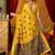 Women's yellow modal zari woven saree with blouse