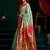 Women's sea green tissue paithani zari woven saree with blouse