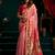 Women's peach tissue paithani zari woven saree with blouse