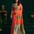 Women's orange soft silk zari woven saree with blouse