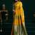 Women's yellow soft silk zari woven saree with blouse